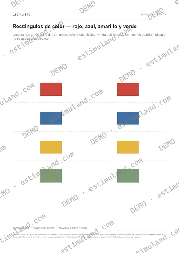 Rectángulos de color — rojo, azul, amarillo y verde