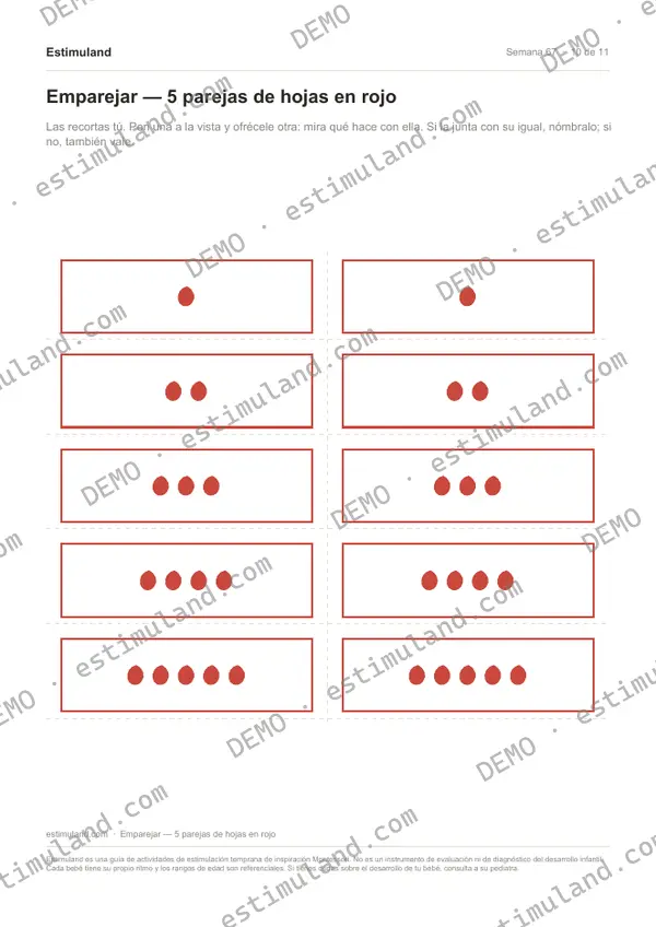 Emparejar — 5 parejas de hojas en rojo