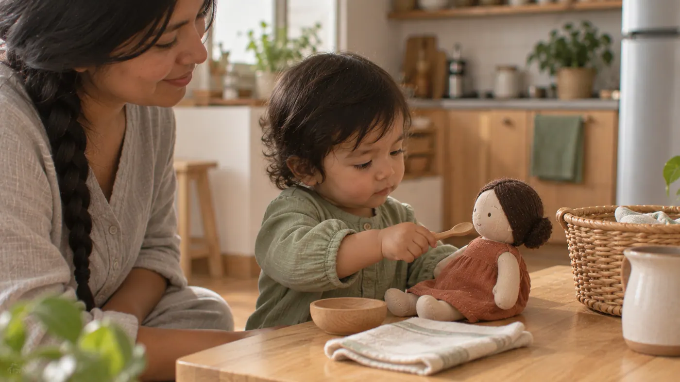 Una madre con su bebé en casa: jugar a que sí